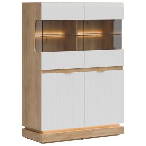 Witryna Niska Milton Ml04 Dąb Crem Torro Biały – elegancki design, funkcjonalność, dąb, biały kolor