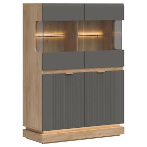Witryna Niska Milton Ml04 Dąb Crem Torro Szary – elegancka, funkcjonalna, stylowa