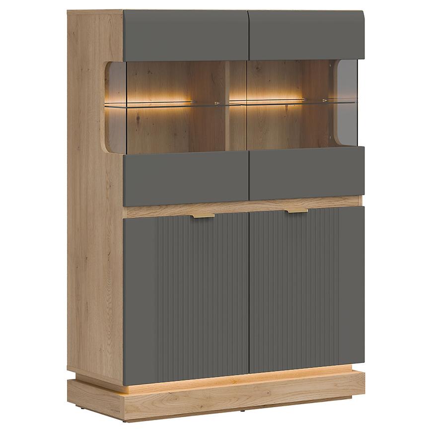 Witryna Niska Milton Ml04 Dąb Crem Torro Szary – elegancka, funkcjonalna, stylowa