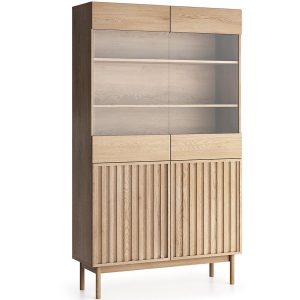 Witryna Saori W2D cremona – elegancki design, kolor kremowy, pojemne półki, solidna konstrukcja