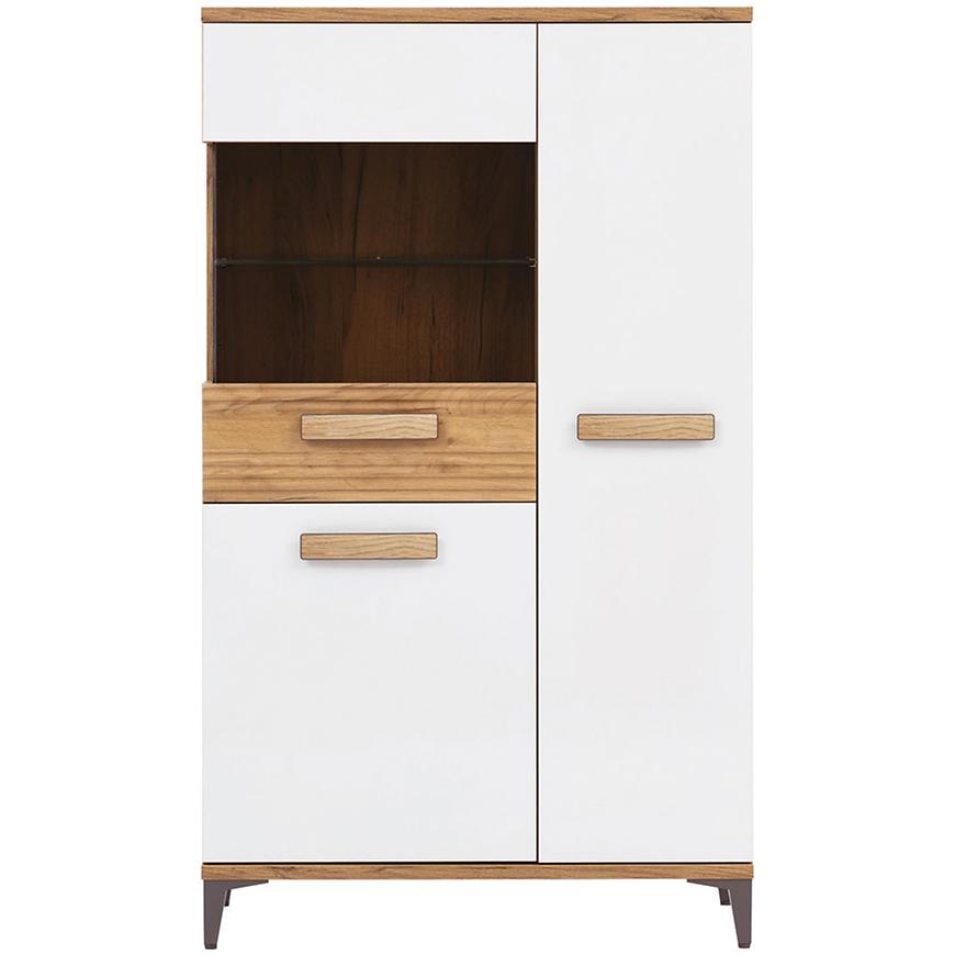 Witryna Snobi Sb06 Dąb Craft/Biel Alpejska – nowoczesny design, funkcjonalność, materiał dąb