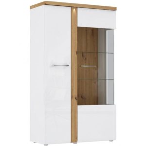 Witryna Tuluza TUZV621B – elegancki styl, biały kolor, materiał artisan