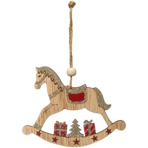 Zawieszka drewniany koń 10 cm – naturalne drewno, dekoracyjny element, idealny do dziecięcego pokoju