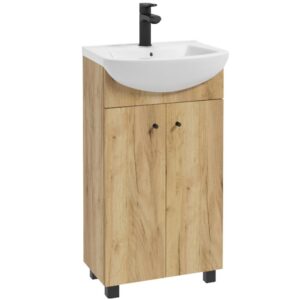 Zestaw Pik D45 szafka z umywalką dąb craft – nowoczesny design, funkcjonalność, naturalny kolor