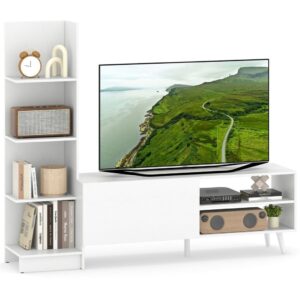 Szafka RTV z słupkiem biała 140 x 31 x 115,5 cm