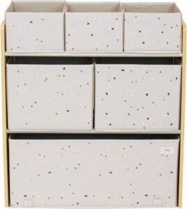 Regał Terrazzo jasnoróżowy z pojemnikami – elegancki, praktyczny, stylowy