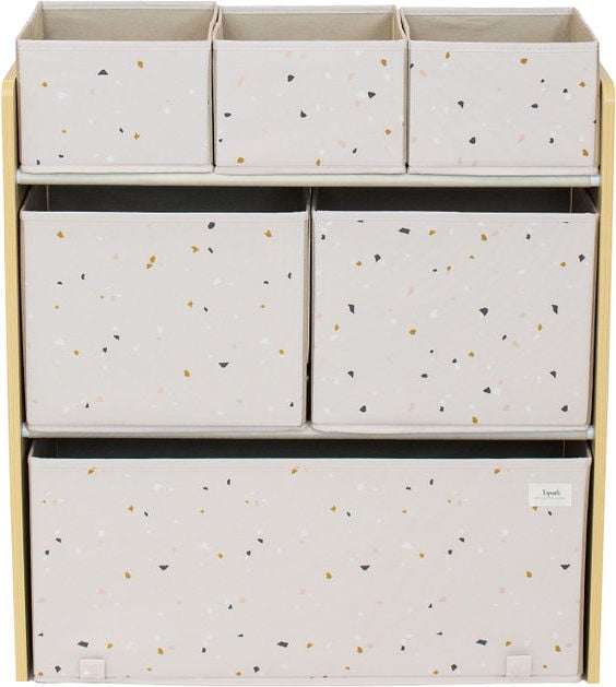 Regał Terrazzo jasnoróżowy z pojemnikami – elegancki, praktyczny, stylowy