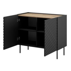 Komoda z drzwiami czarna / artisan mat 98 cm Noir – elegancki design, trwały materiał, nowoczesny styl
