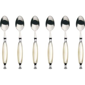 6 pc moka spoon coun. crom. ivor – eleganckie łyżeczki do kawy, kolor ivory, materiał stal nierdzewna