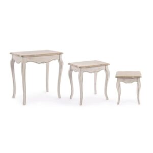 Zestaw stolików kawowych CLARISSE Bizzotto beżowy płyta MDF + drewno 32x32x36 | 45x35x48 | 60x40x60