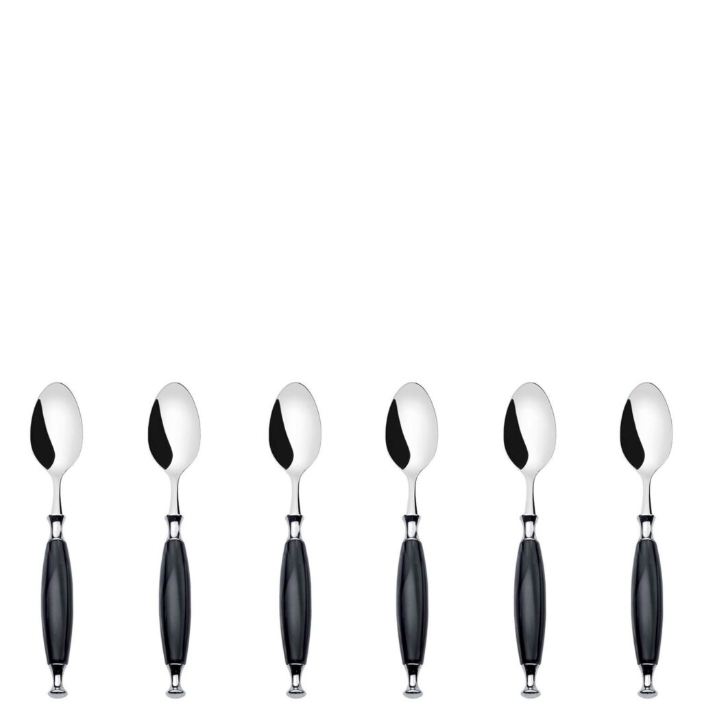 COUNTRY Czarny – zestaw 6 łyżeczek do kawy w pudełku – elegancki design, stal nierdzewna