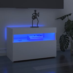 vidaXL Szafka TV z oświetleniem LED, wysoki połysk, biała, 60x35x40 cm