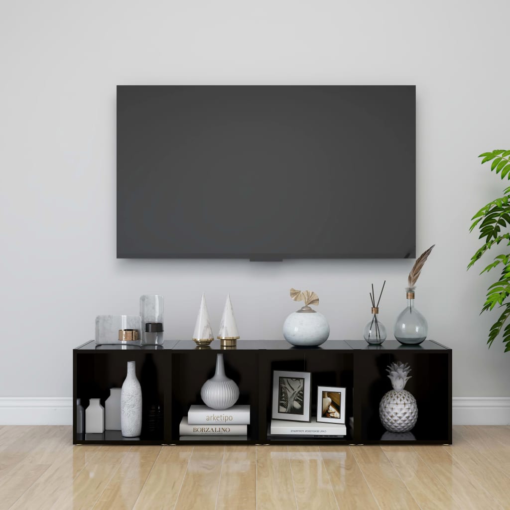 vidaXL Szafki pod TV, 4 szt., czarne, 37x35x37 cm