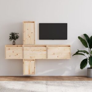 vidaXL Szafki pod TV, 5 szt., lite drewno sosnowe