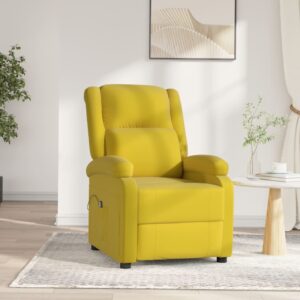 vidaXL Elektryczny fotel rozkładany, żółty, obity aksamitem
