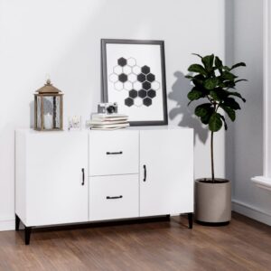 vidaXL Komoda, biała z połyskiem, 100x36x60 cm materiał drewnopochodny