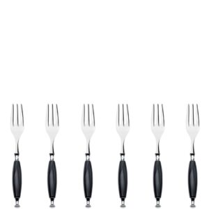 COUNTRY Czarny – zestaw 6 widelczyków do ciasta w pudełku – elegancki design, stal nierdzewna, kolor czarny
