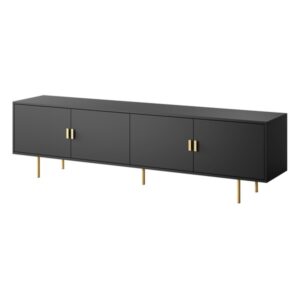Szafka RTV czarna mat 200 cm Adoro – elegancki design, pojemne szuflady, nowoczesny styl