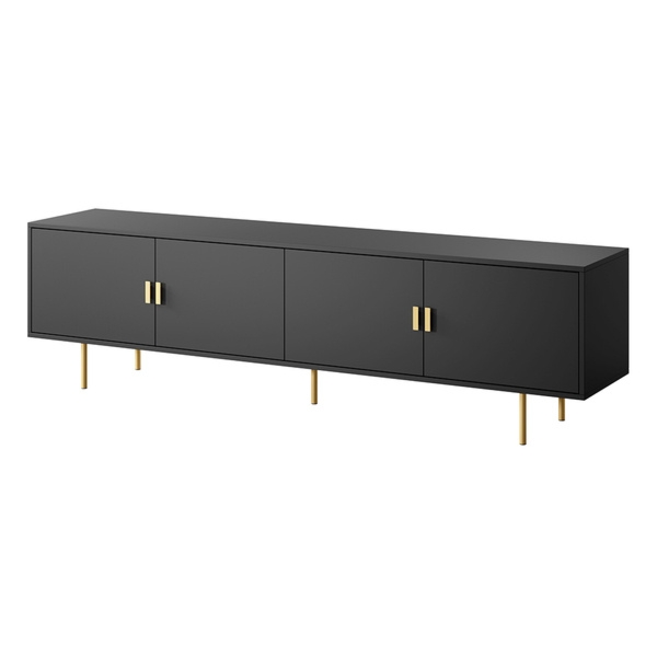 Szafka RTV czarna mat 200 cm Adoro – elegancki design, pojemne szuflady, nowoczesny styl