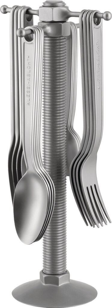 Komplet sztućców Alessi ze stojakiem 17 el. – elegancki design, stal nierdzewna, funkcjonalność
