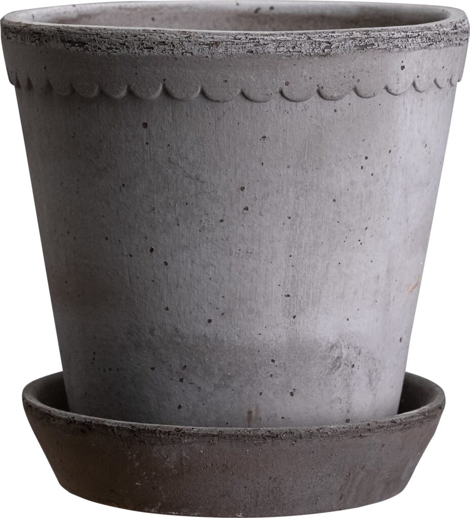 Doniczka Helena 14 cm szara z podstawką – elegancki design, praktyczna funkcjonalność, idealna do każdego wnętrza