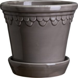 Doniczka Københavner 10 cm szara z podstawką szkliwiona – elegancki design, trwały materiał, idealna do wnętrz