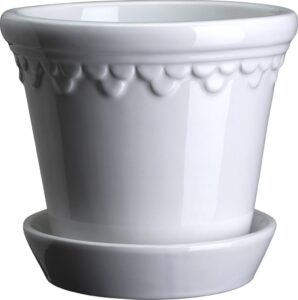 Doniczka Københavner 14 cm biała z podstawką szkliwiona – elegancki styl, idealna do wnętrz, wysoka jakość