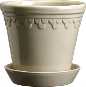 Doniczka Københavner 14 cm piaskowa z podstawką szkliwiona – elegancki design, idealna do wnętrz, wysokiej jakości materiał