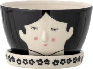 Doniczka Carolin 11,5 cm z podstawką – elegancki design, idealna do wnętrz, kolor biały, materiał ceramiczny
