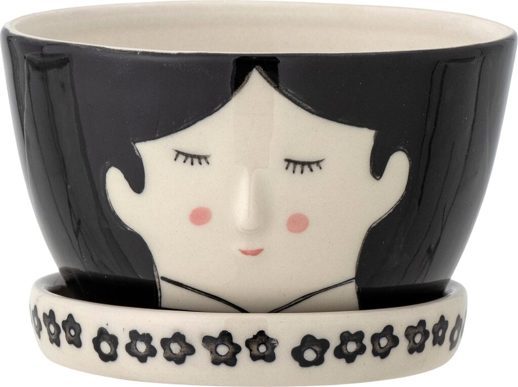 Doniczka Carolin 11,5 cm z podstawką – elegancki design, idealna do wnętrz, kolor biały, materiał ceramiczny