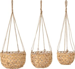 Doniczki wiszące Malee z hiacyntu wodnego 3 szt. – naturalny materiał, ekologia, stylowy design
