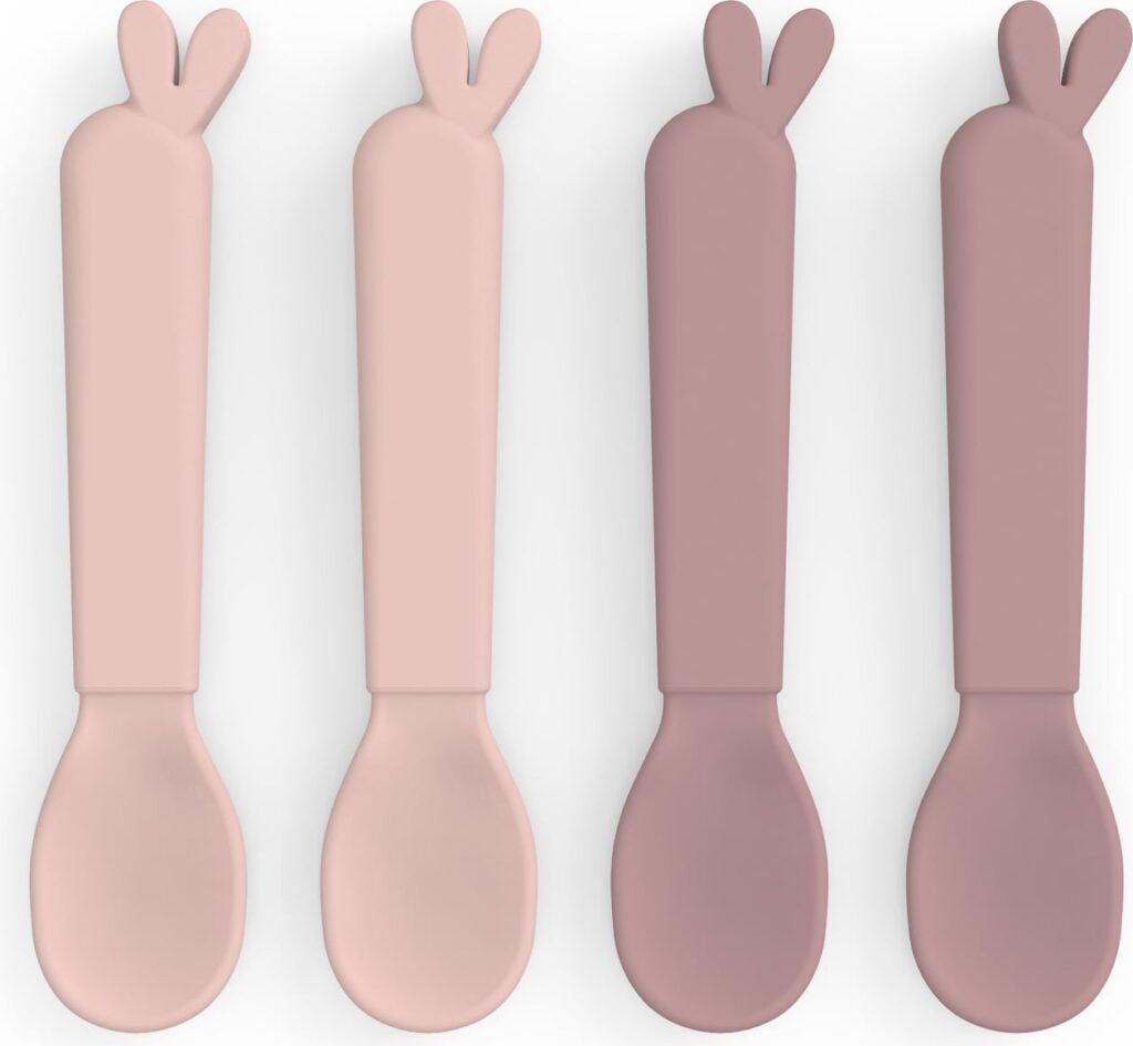 Łyżeczki dziecięce Kiddish Lalee różowe 4 szt. – ergonomiczne, bezpieczne, z tworzywa sztucznego