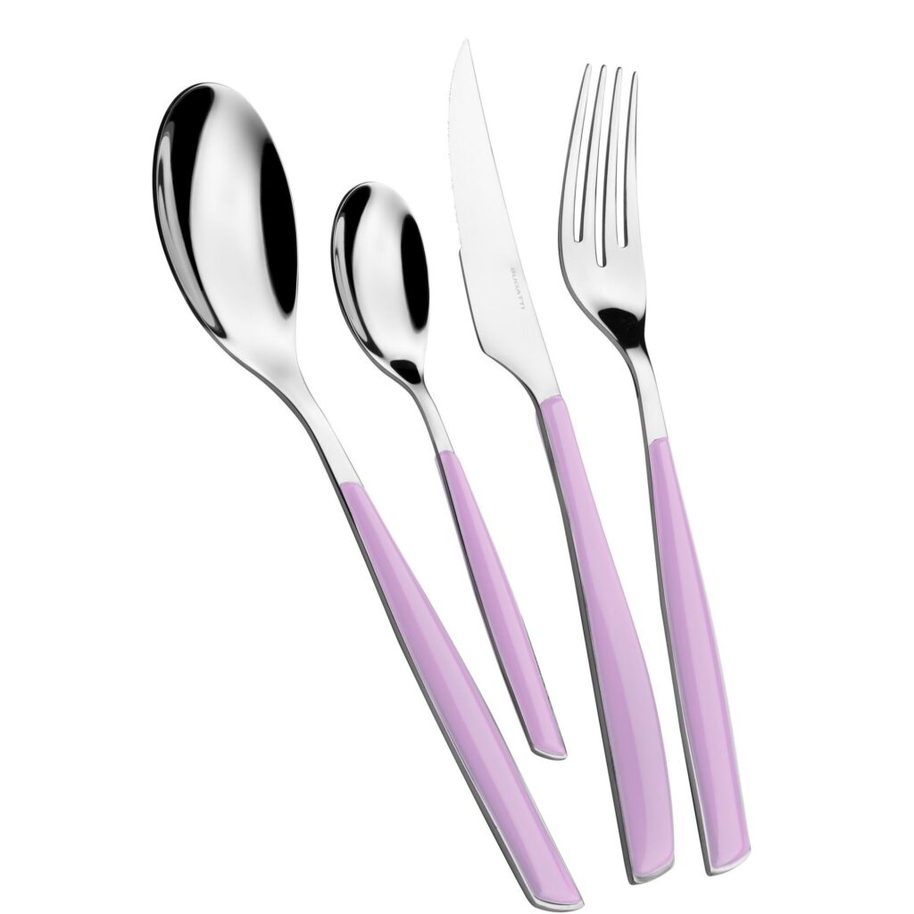 Sztućce Glamour fiolet – elegancki design, wysoka jakość, zestaw 24 sztuk