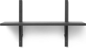 Półka Sector pojedyncza 54 cm czarny jesion z czarnym mosiężnym mocowaniem – elegancki design, trwały materiał, idealna do nowoczesnych wnętrz
