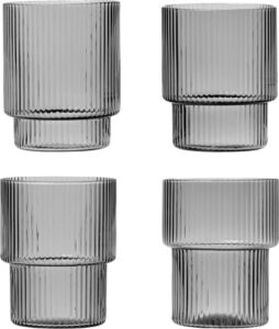 Szklanki Ripple małe 4 szt. przydymione – elegancki design, szklane, 200 ml