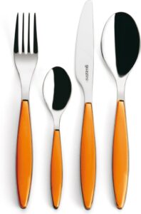 Komplet sztućców Feeling pomarańczowe 24 el. – elegancki design, kolor pomarańczowy, zestaw dla 6 osób