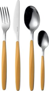 Komplet sztućców My Fusion ochra 24 el. – elegancki design, wytrzymały materiał, nowoczesne wzornictwo