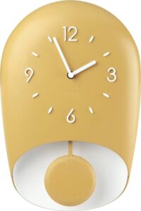 Zegar ścienny z wahadłem Home Bell musztardowy – elegancki design, funkcjonalność, klasyczny styl