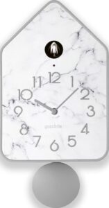 Zegar z kukułką Home QQ-UP szary – elegancki design, mechanizm kukułkowy, nowoczesny kolor