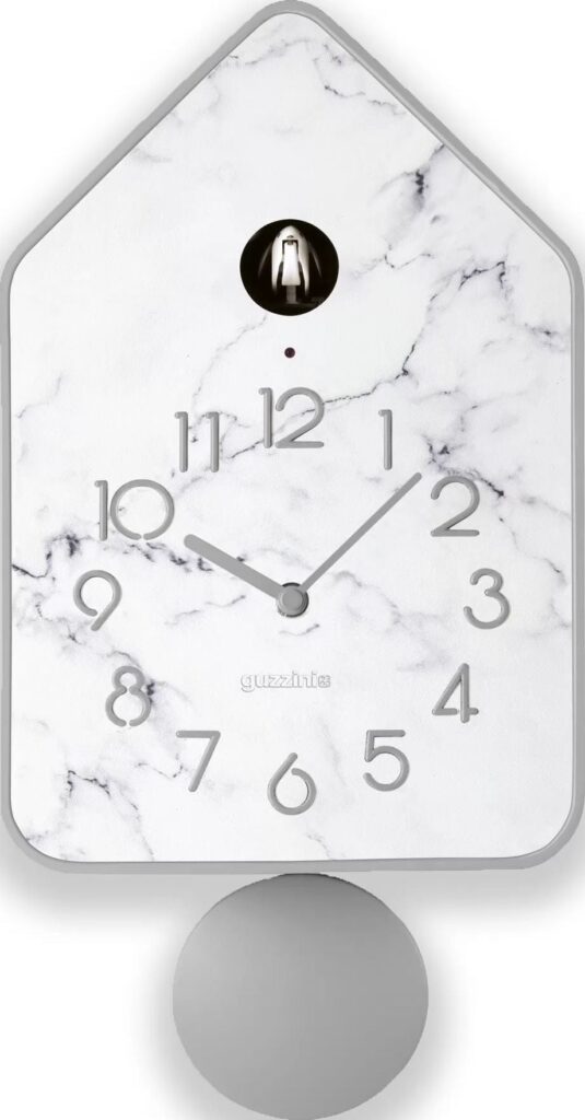 Zegar z kukułką Home QQ-UP szary – elegancki design, mechanizm kukułkowy, nowoczesny kolor