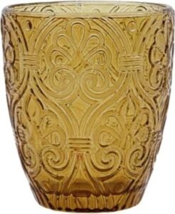 Szklanki Holi bursztynowe 4 szt. – elegancki design, trwałe szkło, idealne do napojów zimnych i gorących