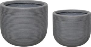 Doniczka Hübsch ciemnoszara ficonstone 2 szt. – elegancki design, materiał ficonstone, zestaw 2 sztuk