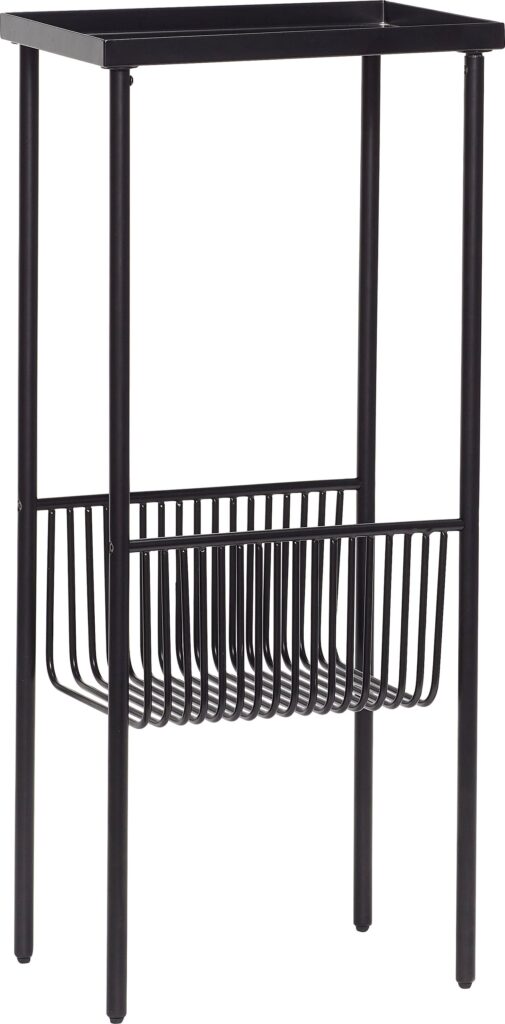 Stolik Hübsch czarny matowy metalowy z półką – elegancki design, funkcjonalność, trwałość