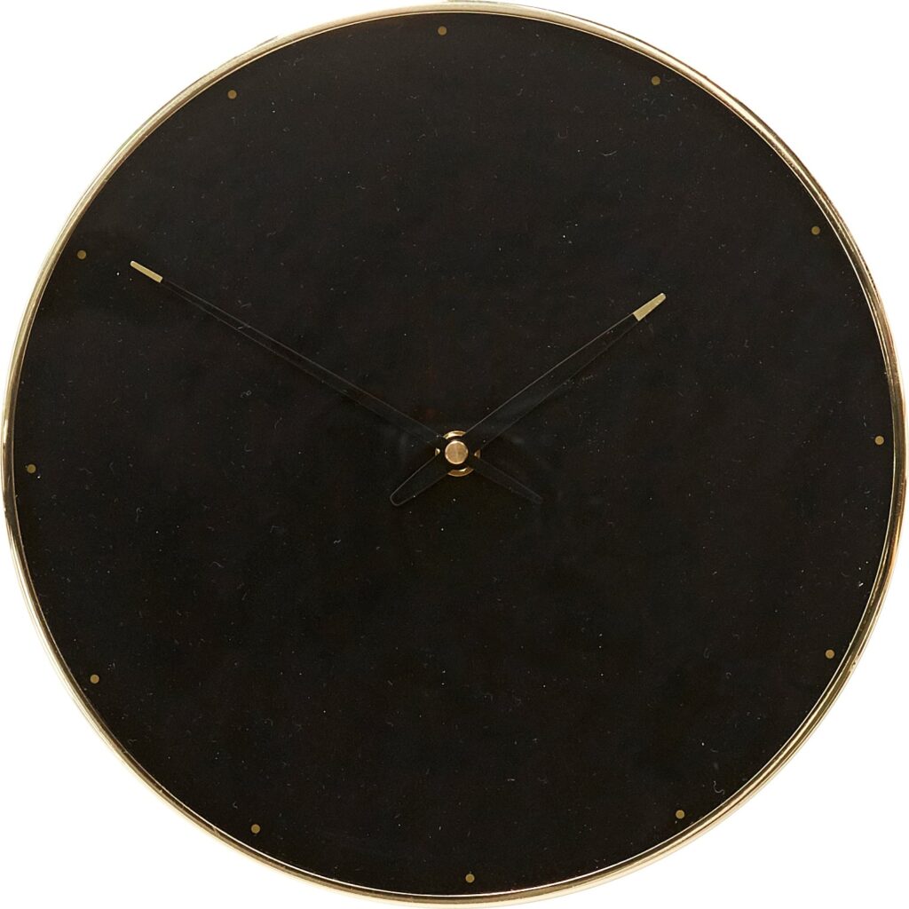 Zegar ścienny Hübsch 28 cm metalowy – elegancki design, styl skandynawski, idealny do każdego wnętrza