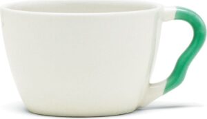 Kubek Ursula 300 ml biały z zielonym uchem – elegancki design, pojemność 300 ml, idealny na kawę lub herbatę