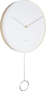 Zegar ścienny Pendulum biały – elegancki design, precyzyjny mechanizm, idealny do każdego wnętrza