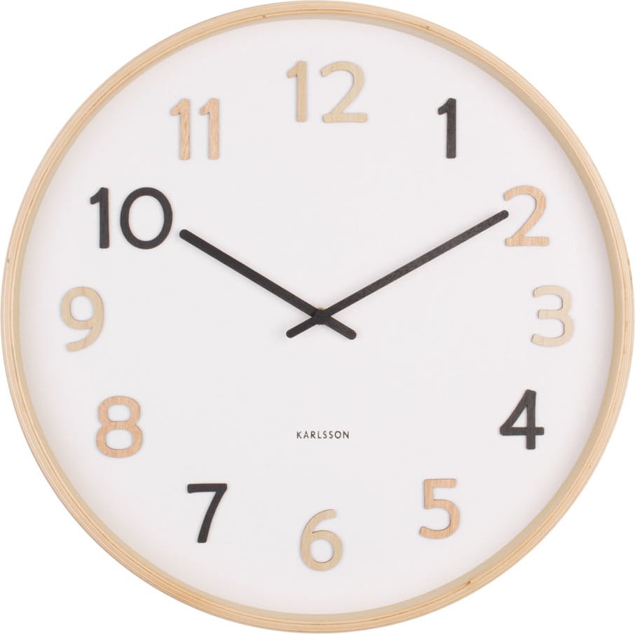 Zegar ścienny Pure 40 cm multikolor z drewnianą ramą – nowoczesny design, 40 cm, drewno
