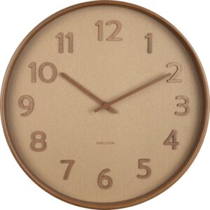 Zegar ścienny Pure 40 cm piaskowy z drewnianą ramą – elegancki design, naturalne materiały, idealny do każdego wnętrza