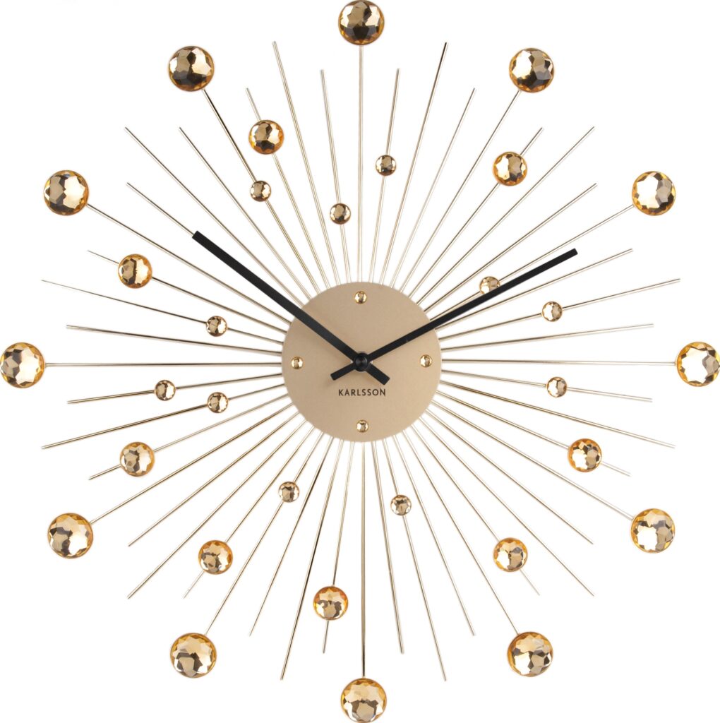Zegar ścienny Sunburst XL złoty – elegancki design, duży rozmiar, styl retro