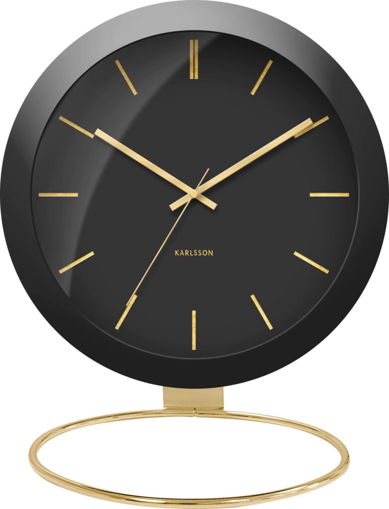 Zegar stołowy Globe czarny – elegancki design, nowoczesny styl, idealny do biura i domu